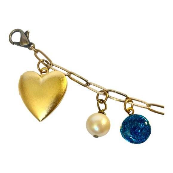 Shoe Charm Chain Shoe Bling Thin Blue Line Heart Locket Pearl Mini Locket LEO - Picture 4 of 6